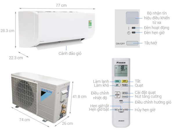 Thông số kỹ thuật Máy lạnh Daikin 1 HP FTC25NV1V
